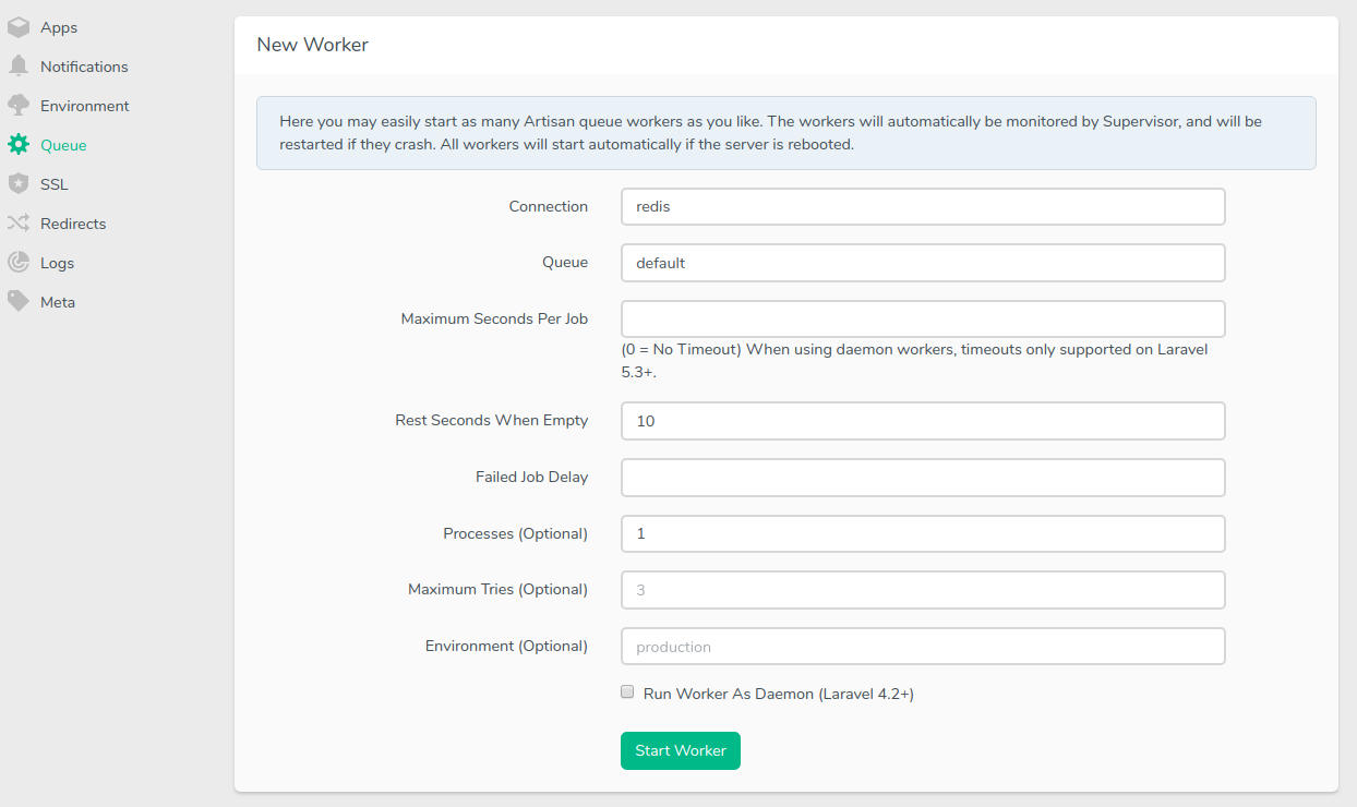 Forge Queue Driver Configuration